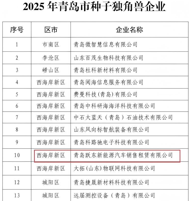 青岛跃东新能源荣膺“